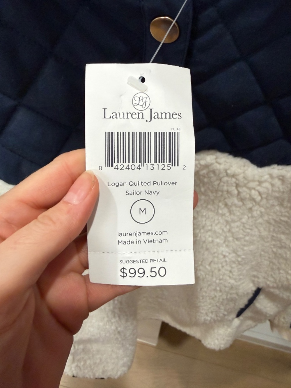 NWT Lauren James Logan Quilted Pullover in Sailor Navy - Picture 7 of 9
